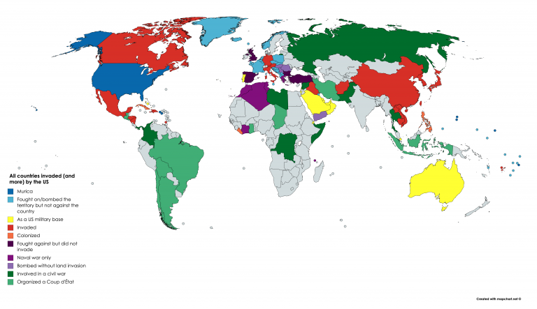 All The Countries That Have Been Invaded By The USA