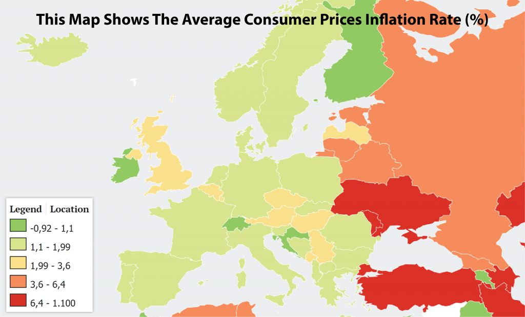 This Map Shows The Average Consumer Prices Inflation Rate In Europe 4000