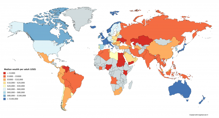 This Map Shows The Median Wealth per Adult