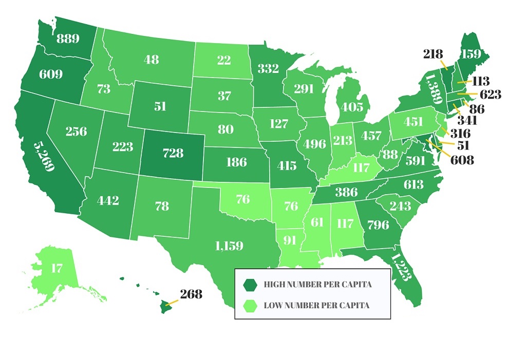 This Map Shows The Number Of Electric Vehicle Charging Stations In Each 