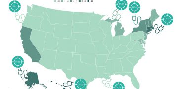 this map shows average retail price by us state in cents per kilowatthour