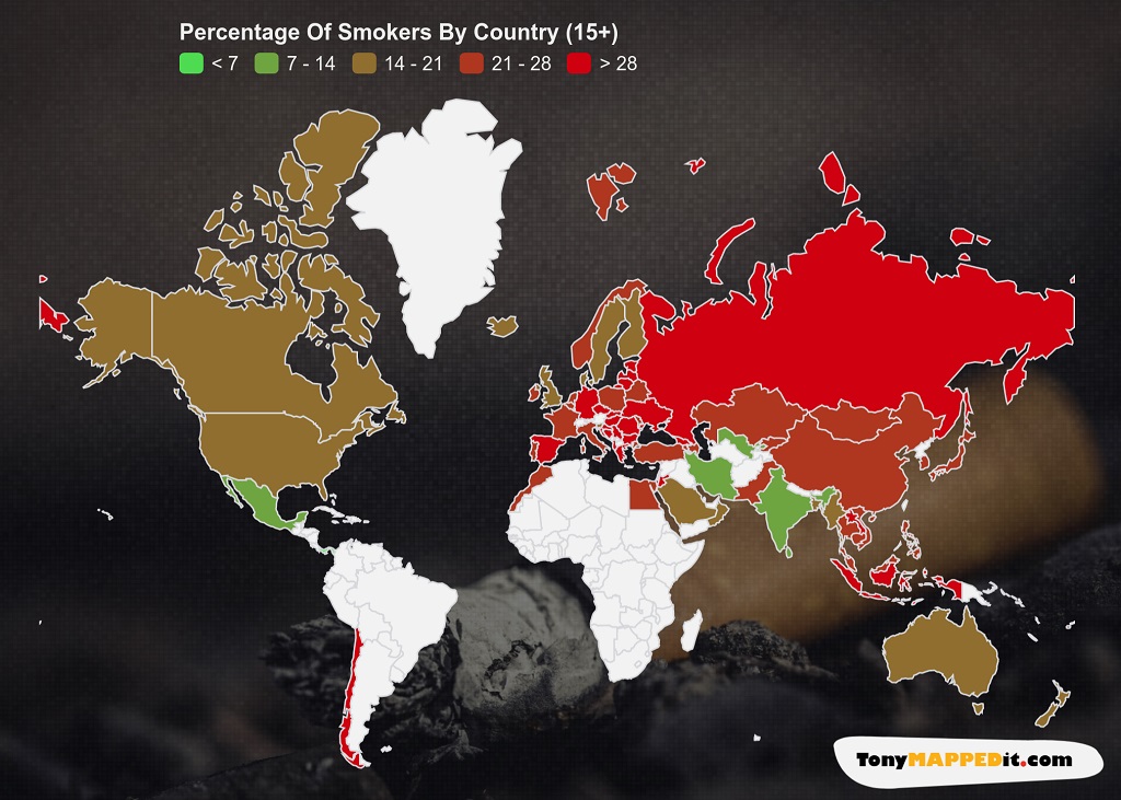 Smoking Rates By Country Tony Mapped It