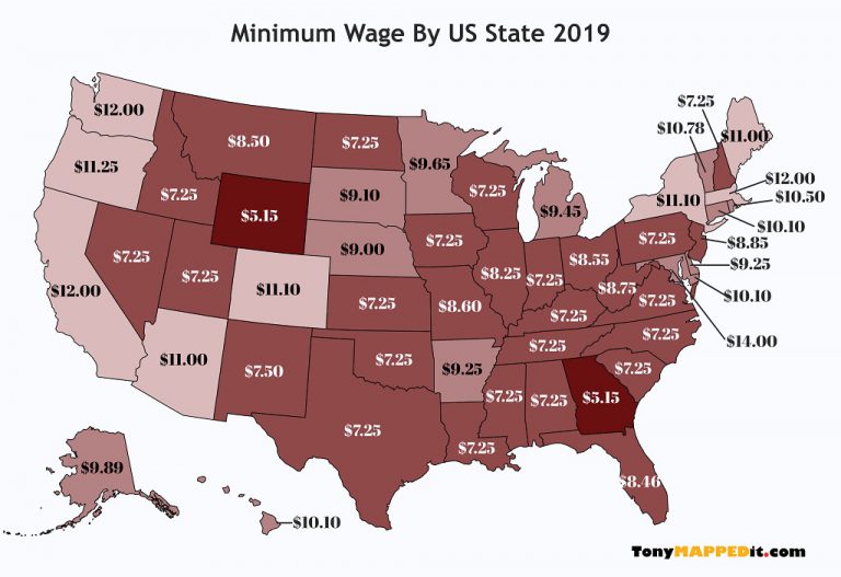 Map Minimum Wage By Us State Tony Mapped It