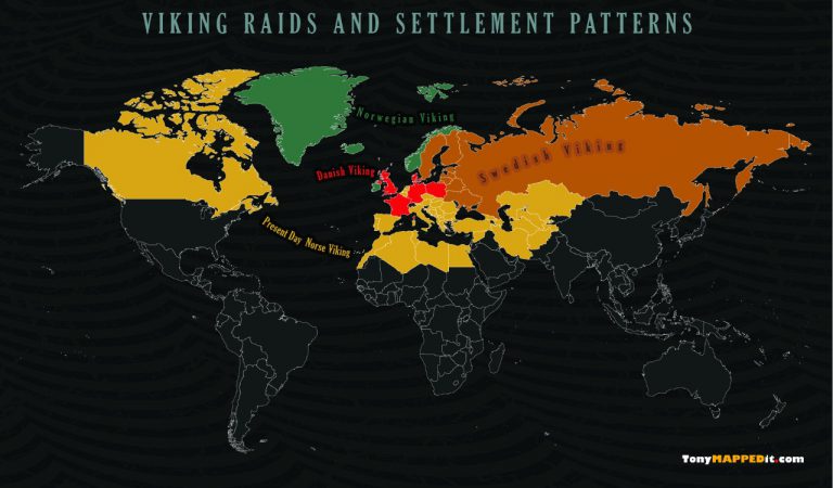 Viking Map of the World: Countries Raided Or Settled By The Vikings