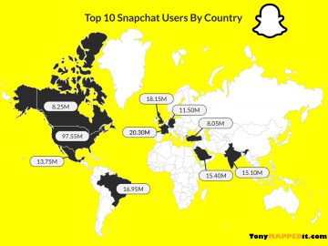 snapchat users by country map world