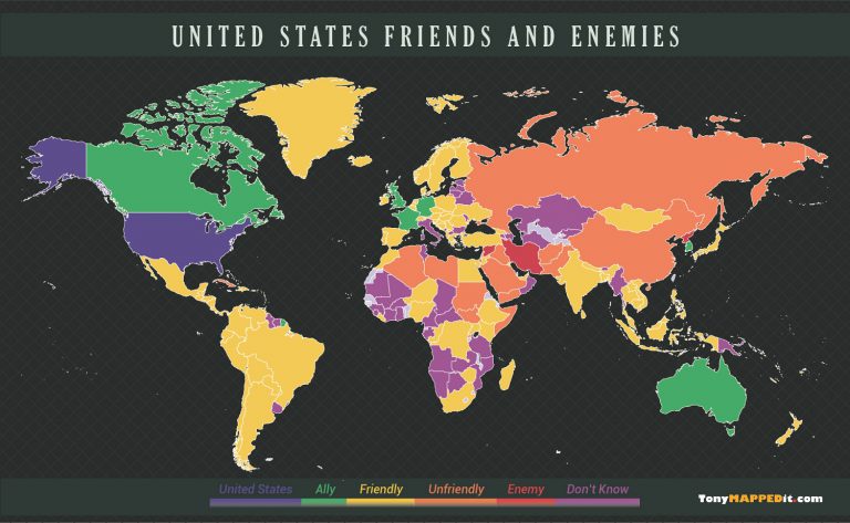 This map shows US allies and enemies