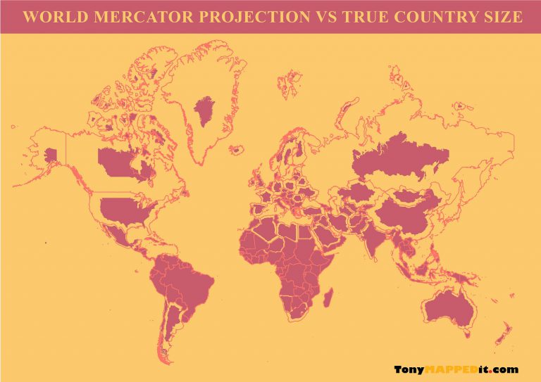 Mercator Projection vs True Country Size